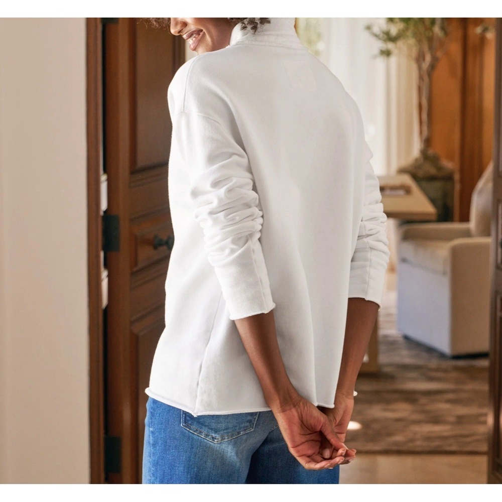 Frank & Eileen $238 Patrick Henley Pullover Triple Fleece White Sweater Coastal - Picture 8 of 8